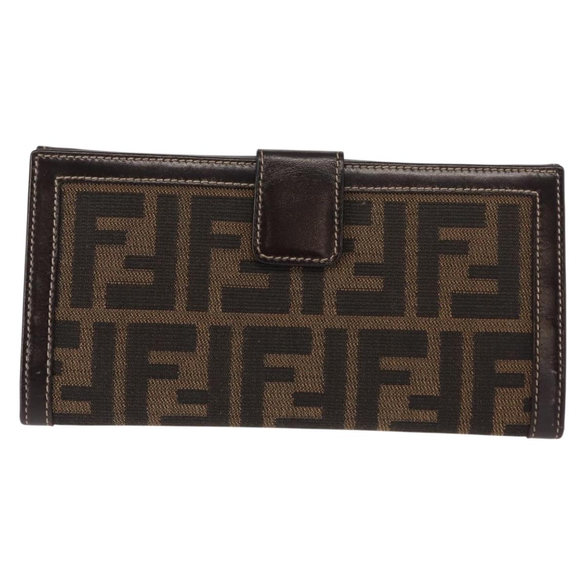FENDI Zucca Canvas Long Wallet Black Brown