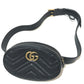 GUCCI Waist bag 476434 leather black GG Marmont Quilted Sling bag Women 95/38 Used Authentic