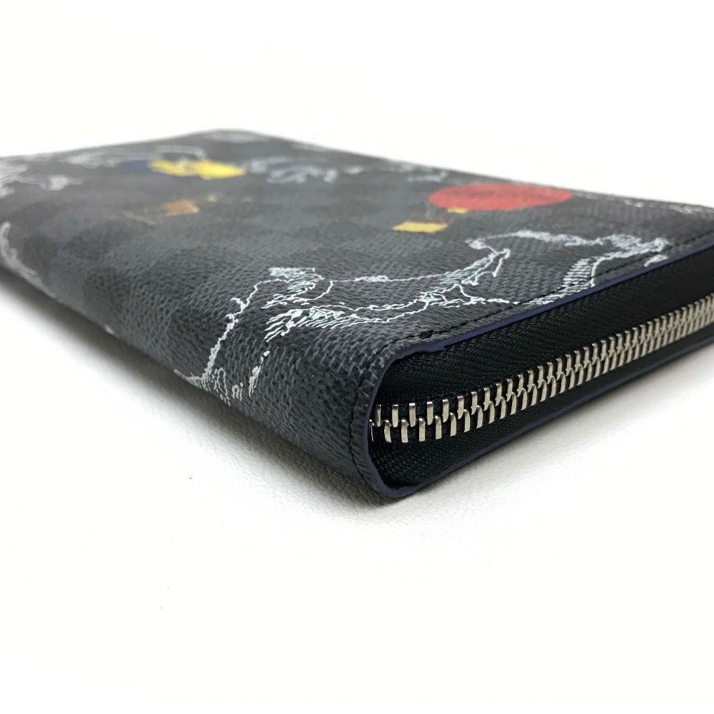 LOUIS VUITTON Long Wallet Purse N40204 Damier Grafitto Canvas black Damier Grafitte Zippy Organizer NM mens Used Authentic