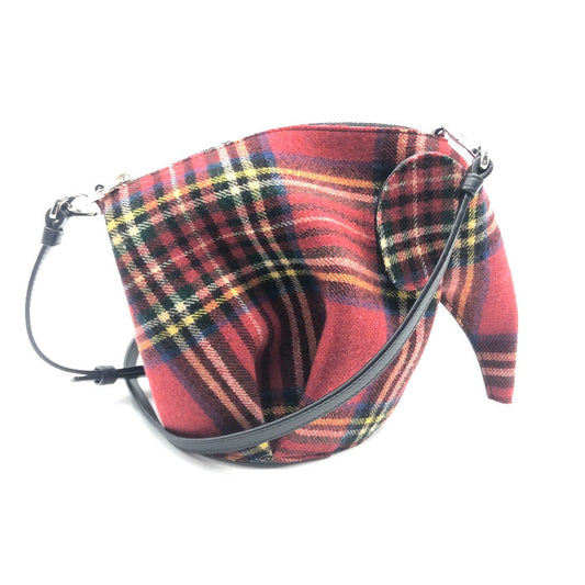 LOEWE Shoulder Bag 118.50.M93 Canvas / leather Red typex multicolor Check Pattern Mini bag Women Used Authentic