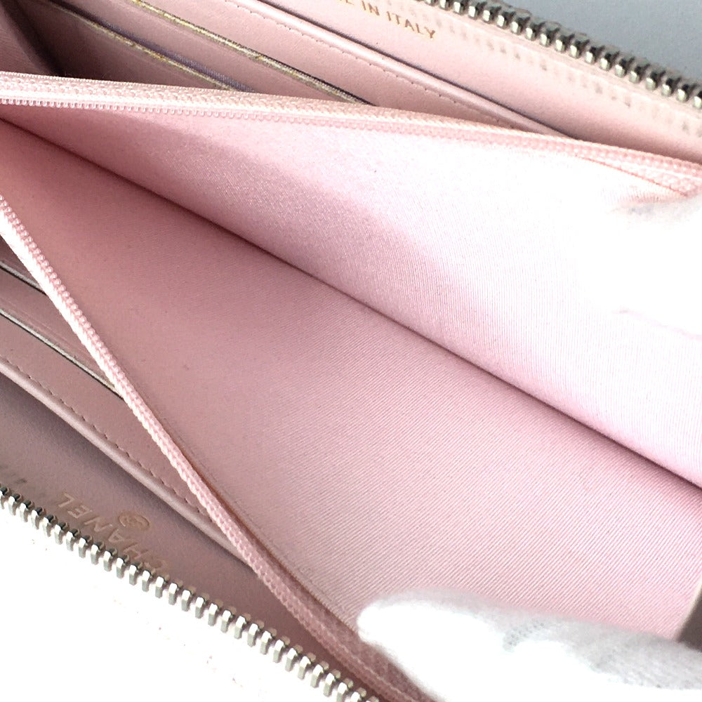 CHANEL Long Wallet Purse Tweed, Leather Pink type Cruise line Deauville Women Used Authentic