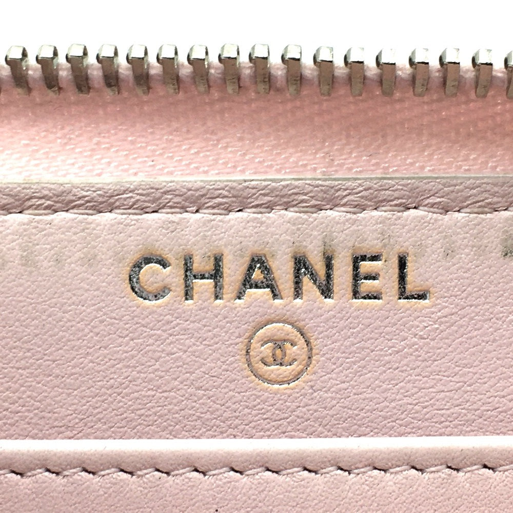 CHANEL Long Wallet Purse Tweed, Leather Pink type Cruise line Deauville Women Used Authentic