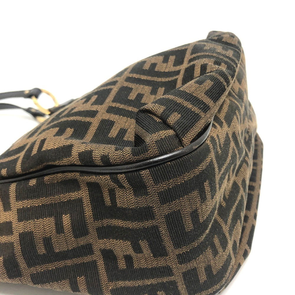 FENDI Tote Bag 8BH156 Canvas / leather Brown typex Gold Metal Zucca logo Logo charm Women Used Authentic