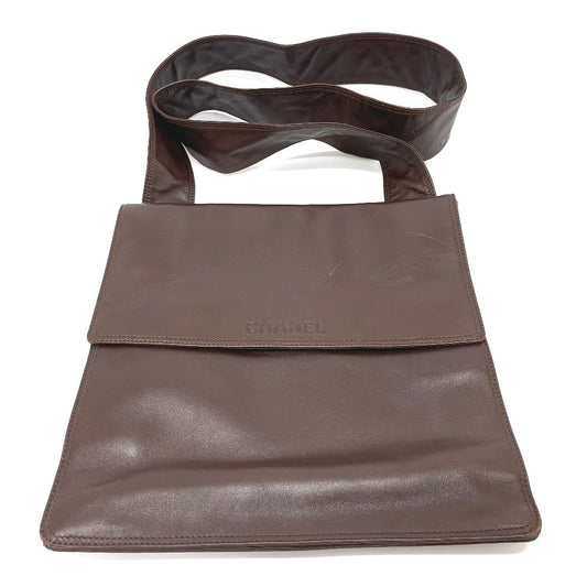 CHANEL Shoulder Bag lambskin Brown logo Sacosh unisex(Unisex) Used Authentic