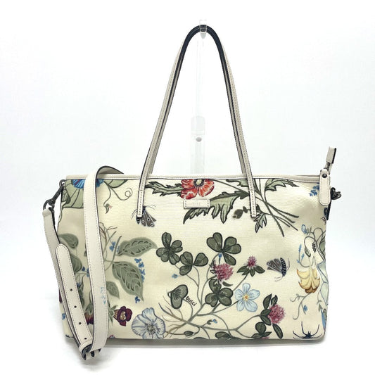 GUCCI Shoulder Bag 353437 Leather / PVC Ivoryx multicolor Bag 2WAY Tote Bag Flora floral pattern Kris knight Women Used Authentic