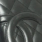 CHANEL Long Wallet Purse A26710 Calf leather Black x pink Cambon line organizer Women Used Authentic