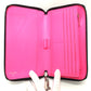 CHANEL Long Wallet Purse A26710 Calf leather Black x pink Cambon line organizer Women Used Authentic