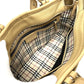 BURBERRY Handbag leather beige logo Side pocket Women Used Authentic