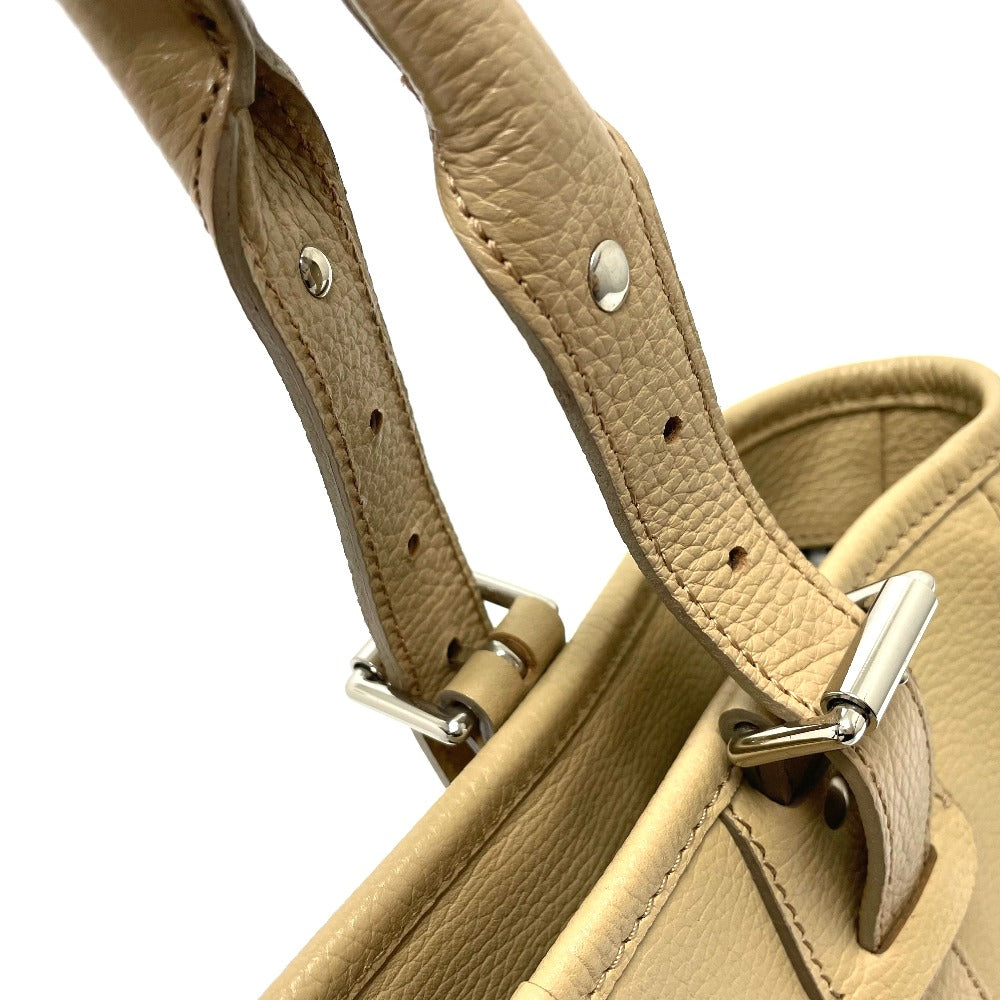 BURBERRY Handbag leather beige logo Side pocket Women Used Authentic