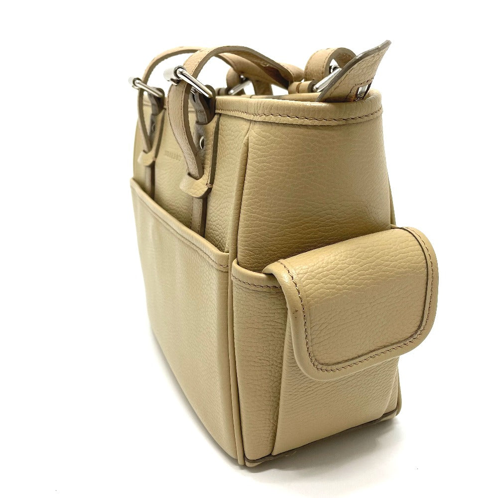 BURBERRY Handbag leather beige logo Side pocket Women Used Authentic
