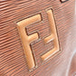 FENDI Handbag leather Brown FF logo Handbag Women Used Authentic
