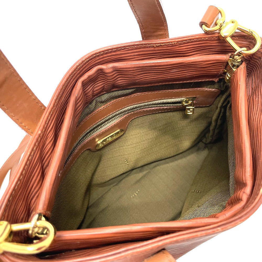 FENDI Handbag leather Brown FF logo Handbag Women Used Authentic
