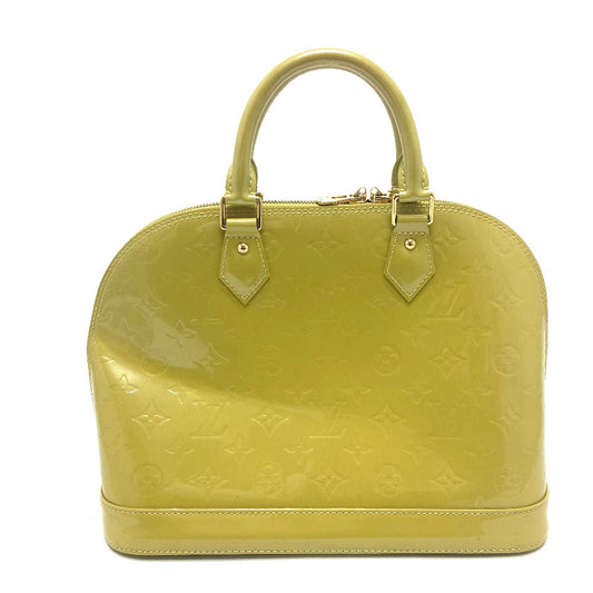 LOUIS VUITTON Handbag M91615 Monogram Vernis Yellow green type Monogram Vernis Alma PM Women Used Authentic