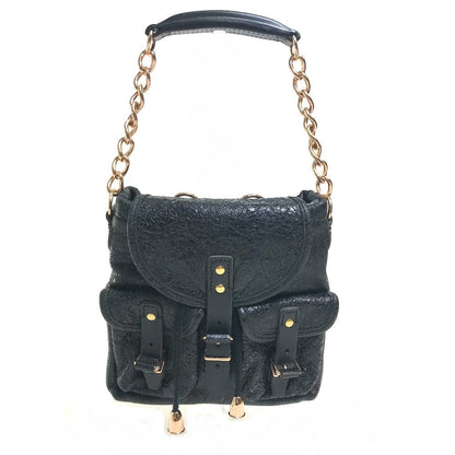 BALENCIAGA Handbag 128520 Embossed leather black One handle Chain Women Used Authentic