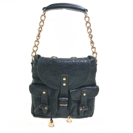 BALENCIAGA Handbag 128520 Embossed leather black One handle Chain Women Used Authentic