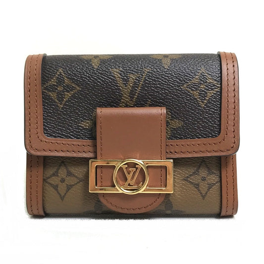 LOUIS VUITTON Trifold wallet M68725 Monogram reverse canvas Brown Monogram reverse Portefeuille Dauphine Compact Women Used Authentic