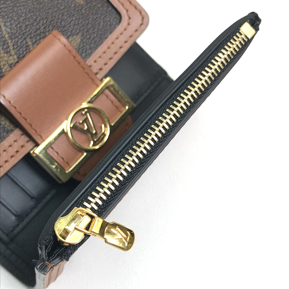 LOUIS VUITTON Trifold wallet M68725 Monogram reverse canvas Brown Monogram reverse Portefeuille Dauphine Compact Women Used Authentic