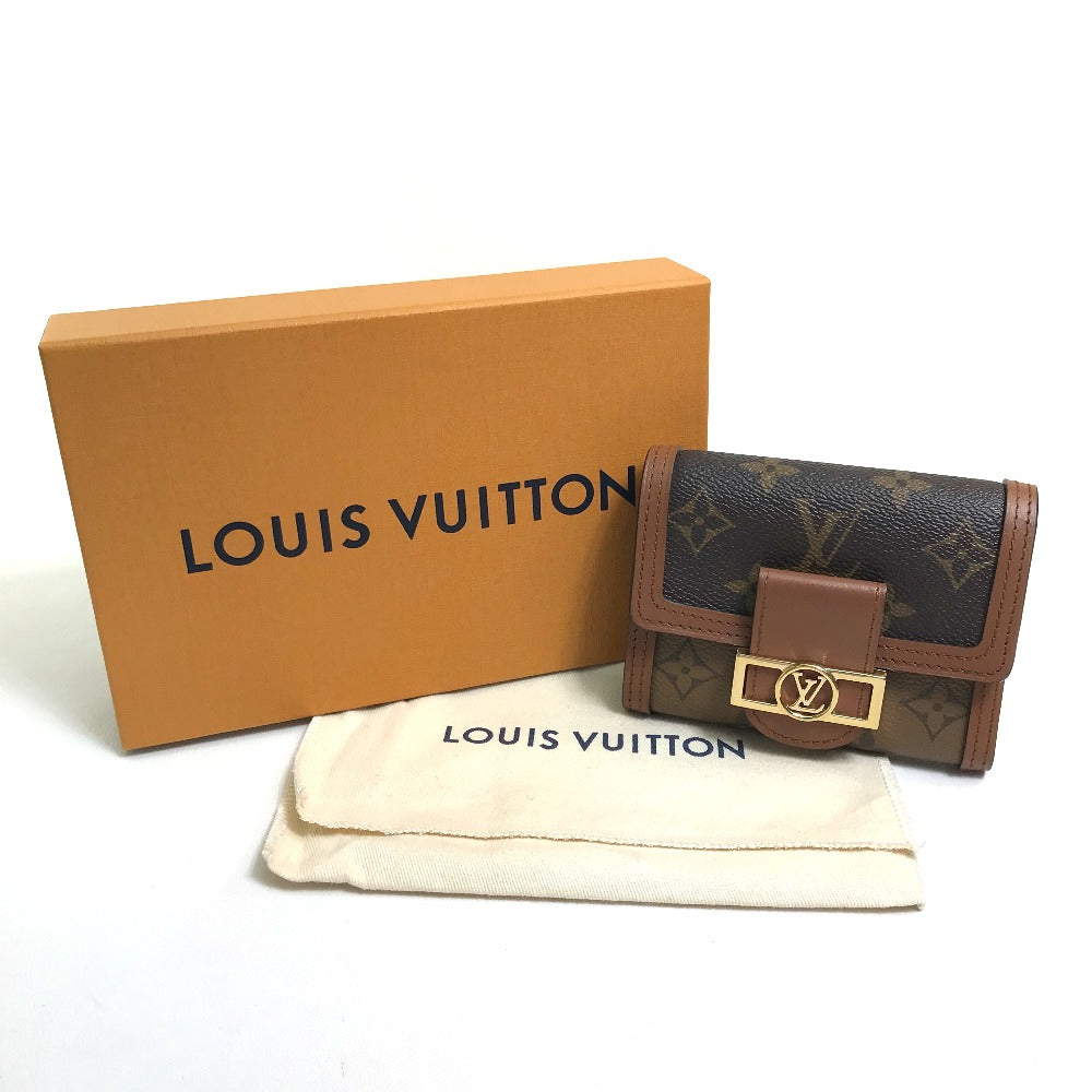 LOUIS VUITTON Trifold wallet M68725 Monogram reverse canvas Brown Monogram reverse Portefeuille Dauphine Compact Women Used Authentic