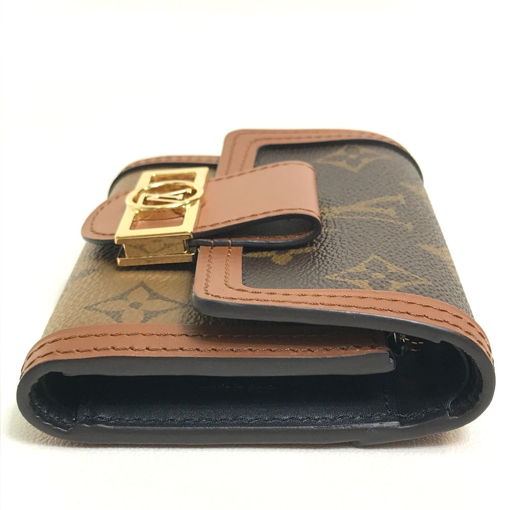 LOUIS VUITTON Trifold wallet M68725 Monogram reverse canvas Brown Monogram reverse Portefeuille Dauphine Compact Women Used Authentic