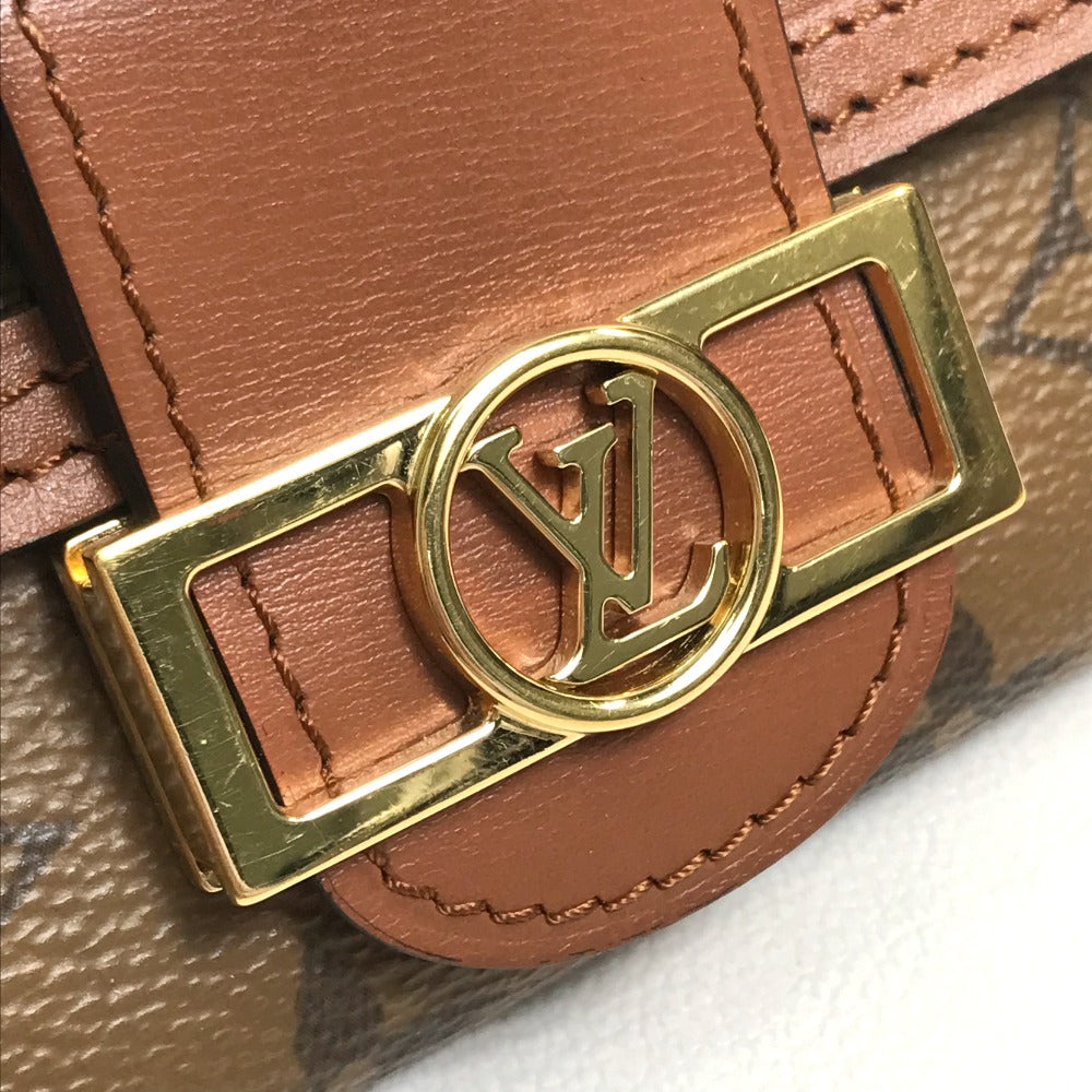 LOUIS VUITTON Trifold wallet M68725 Monogram reverse canvas Brown Monogram reverse Portefeuille Dauphine Compact Women Used Authentic