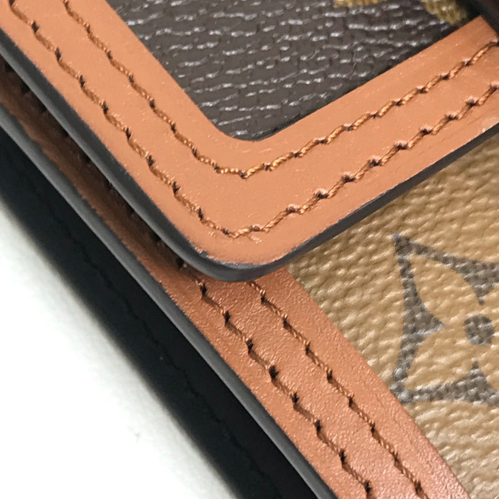 LOUIS VUITTON Trifold wallet M68725 Monogram reverse canvas Brown Monogram reverse Portefeuille Dauphine Compact Women Used Authentic