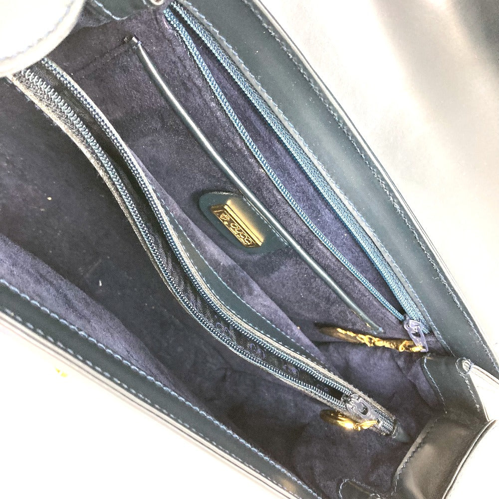 GUCCI Handbag 000.109.0121 leather Navy turn lock sideline Handbag Women Used Authentic