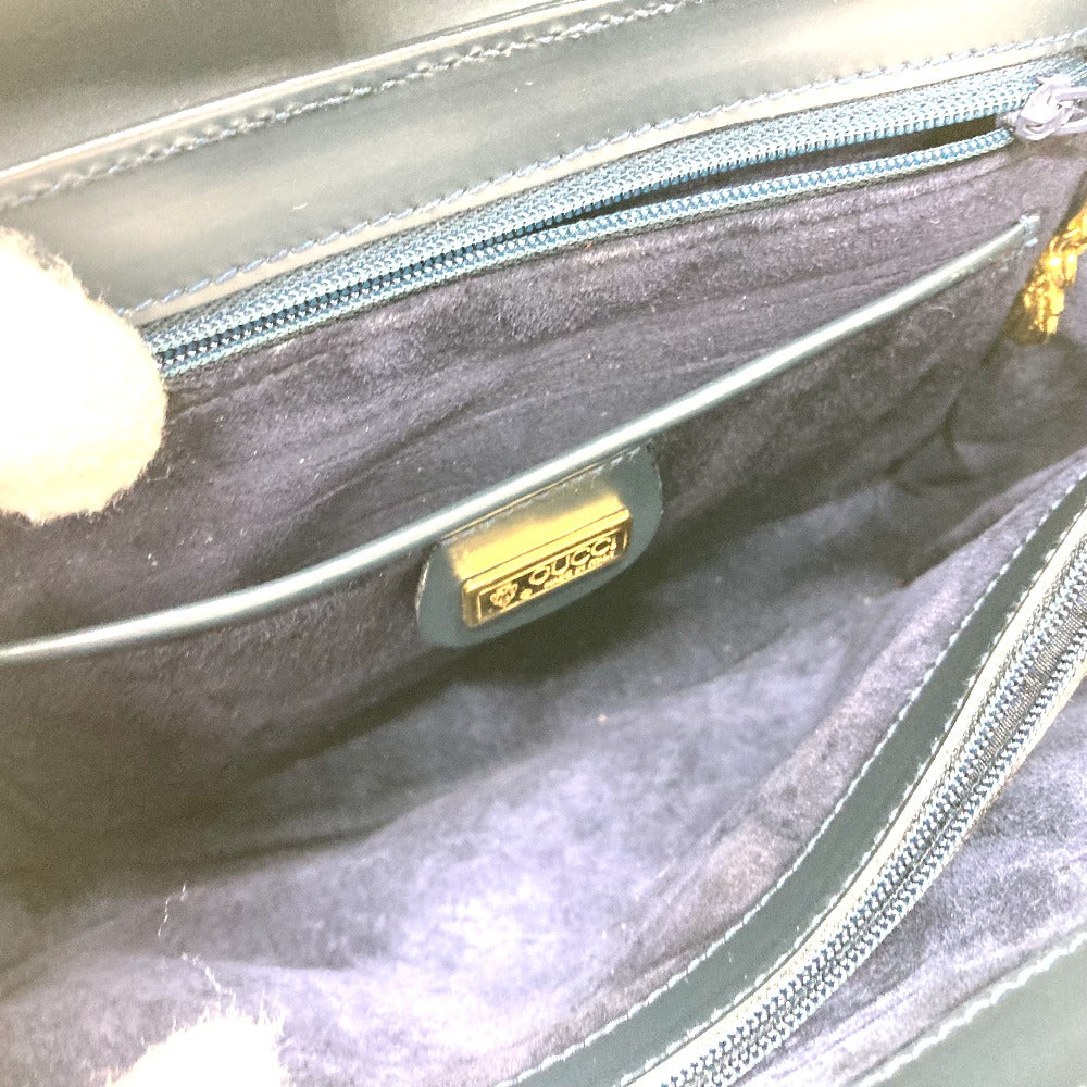 GUCCI Handbag 000.109.0121 leather Navy turn lock sideline Handbag Women Used Authentic