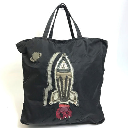 PRADA Tote Bag VA0484 Nylon black rocket Women Used Authentic