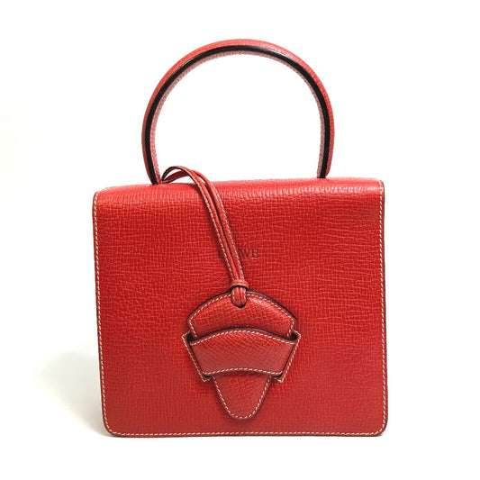 LOEWE Handbag leather Red vintage logo Women Used Authentic