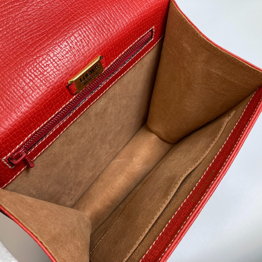 LOEWE Handbag leather Red vintage logo Women Used Authentic