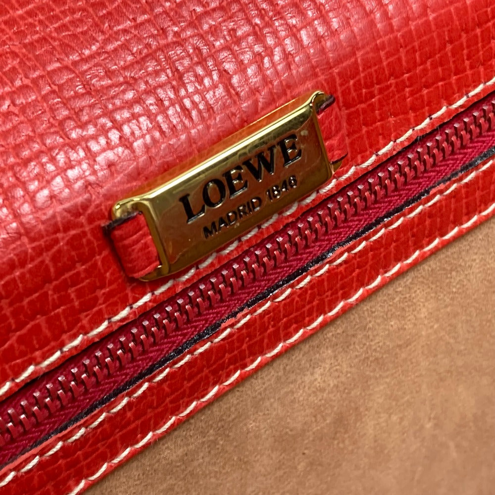 LOEWE Handbag leather Red vintage logo Women Used Authentic