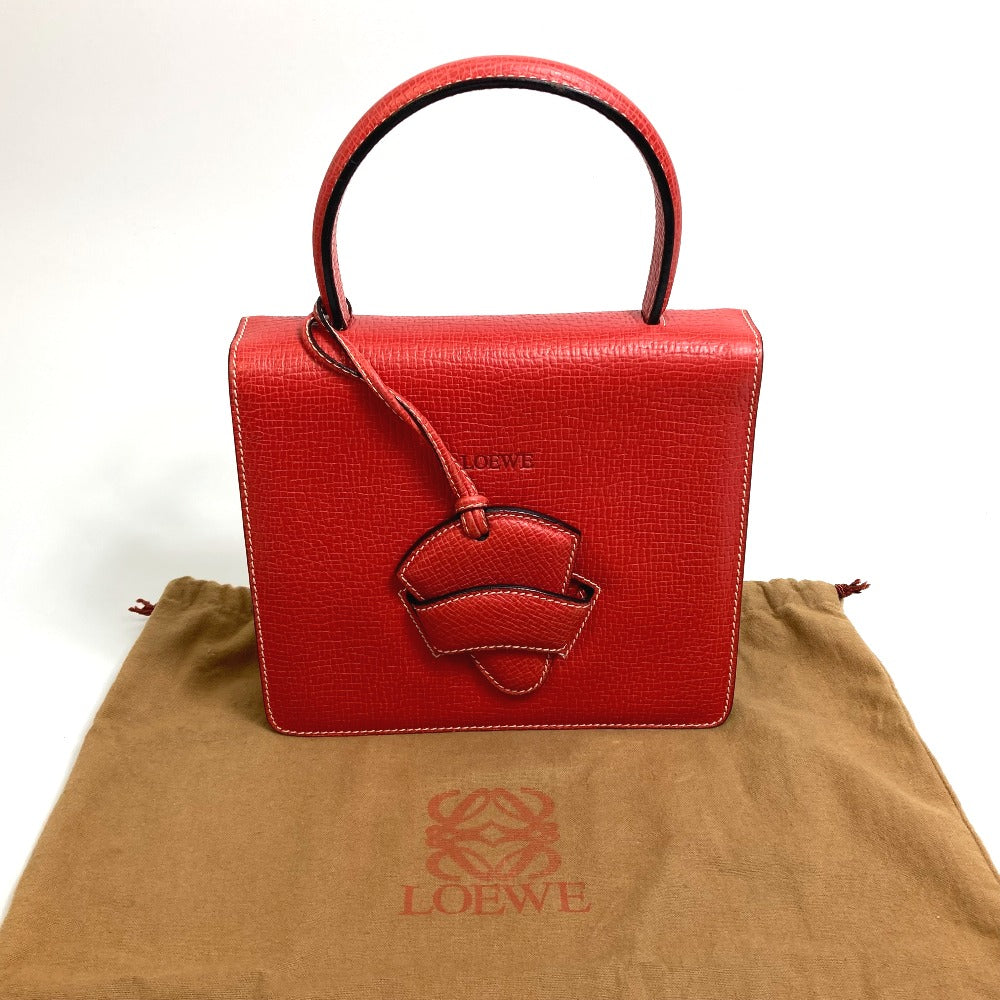 LOEWE Handbag leather Red vintage logo Women Used Authentic