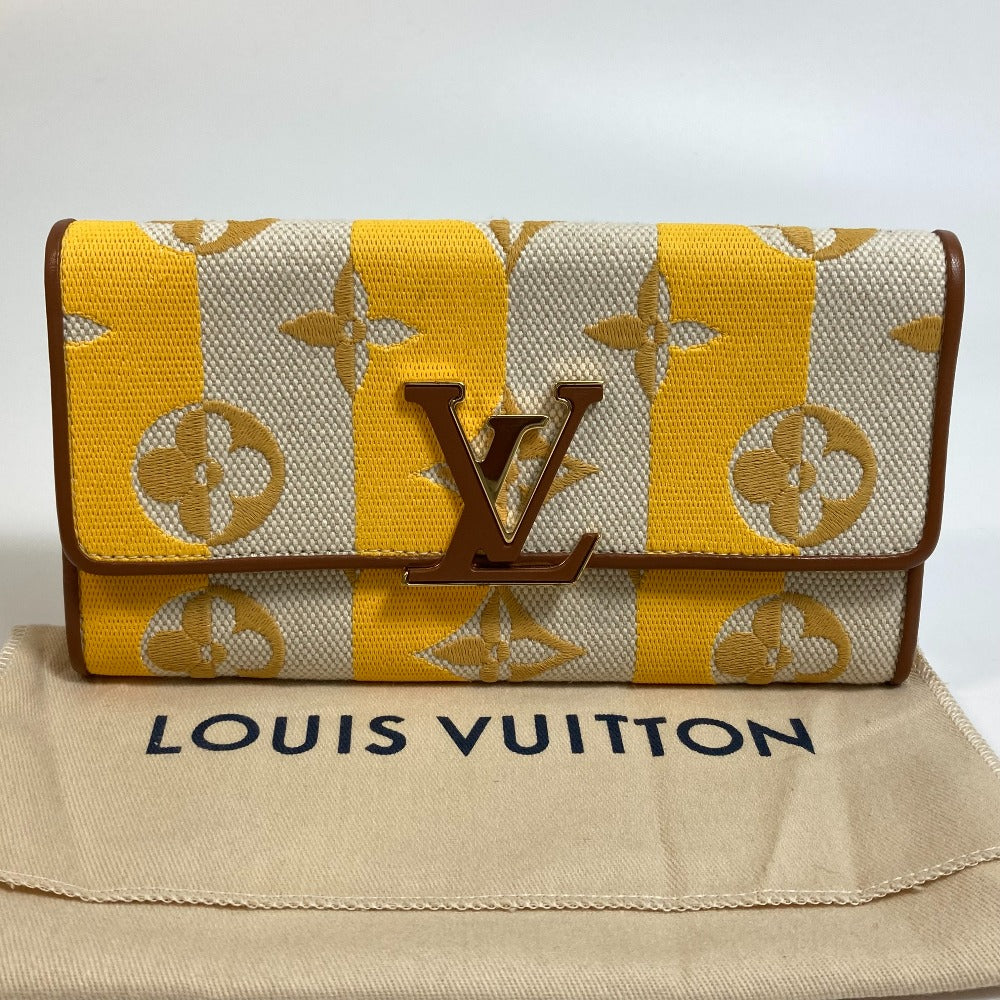 LOUIS VUITTON Long Wallet Purse M80416 Canvas / leather Yellow type Monogram Portefeuille Capsine unisex(Unisex) Used Authentic