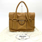 PRADA Handbag leather beige logo Square Women Used Authentic