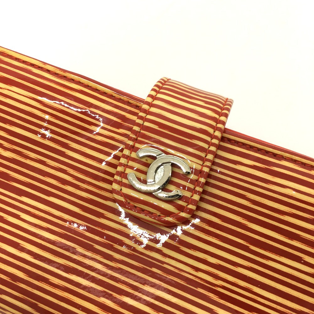 CHANEL Pouch Patent leather Red type CC COCO Mark border Women Used Authentic