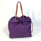 PRADA Tote Bag BN1757 Nylon / leather purple logo Shoulder Bag Women Used Authentic