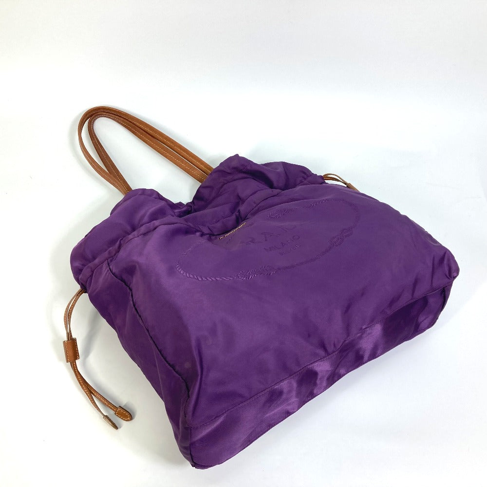 PRADA Tote Bag BN1757 Nylon / leather purple logo Shoulder Bag Women Used Authentic