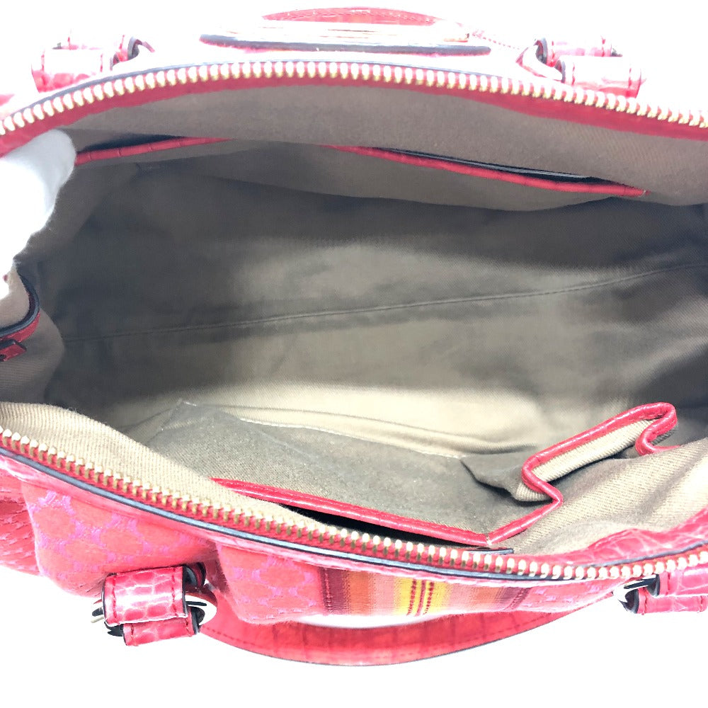 CELINE Handbag Canvas / leather Red type Macadam Women Used Authentic