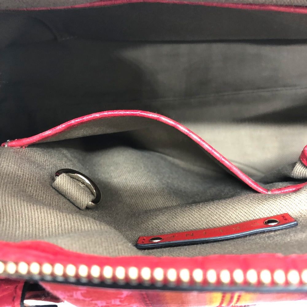 CELINE Handbag Canvas / leather Red type Macadam Women Used Authentic