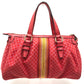 CELINE Handbag Canvas / leather Red type Macadam Women Used Authentic