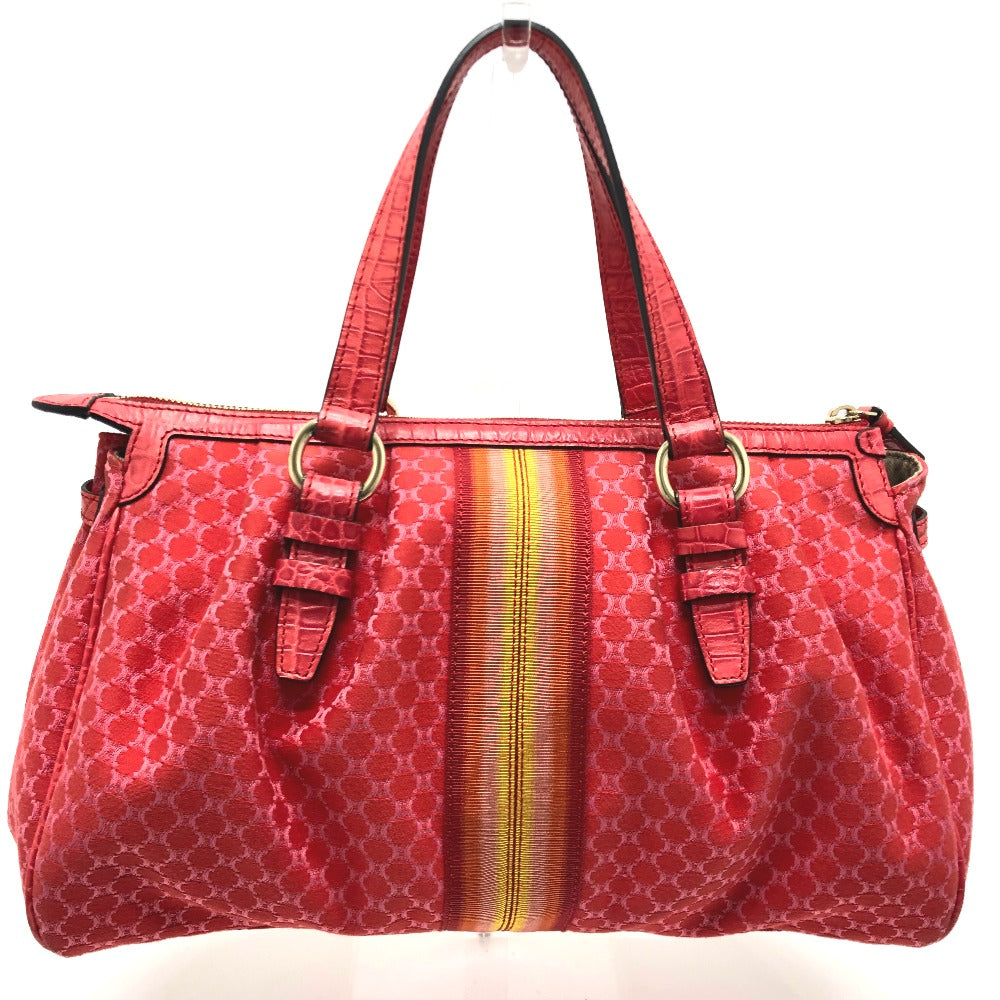 CELINE Handbag Canvas / leather Red type Macadam Women Used Authentic