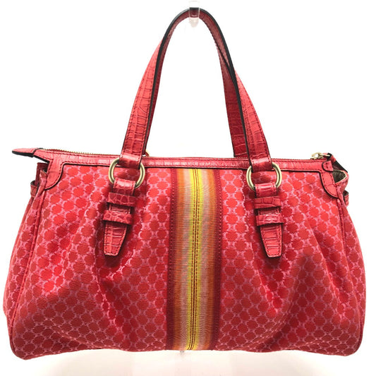 CELINE Handbag Canvas / leather Red type Macadam Women Used Authentic