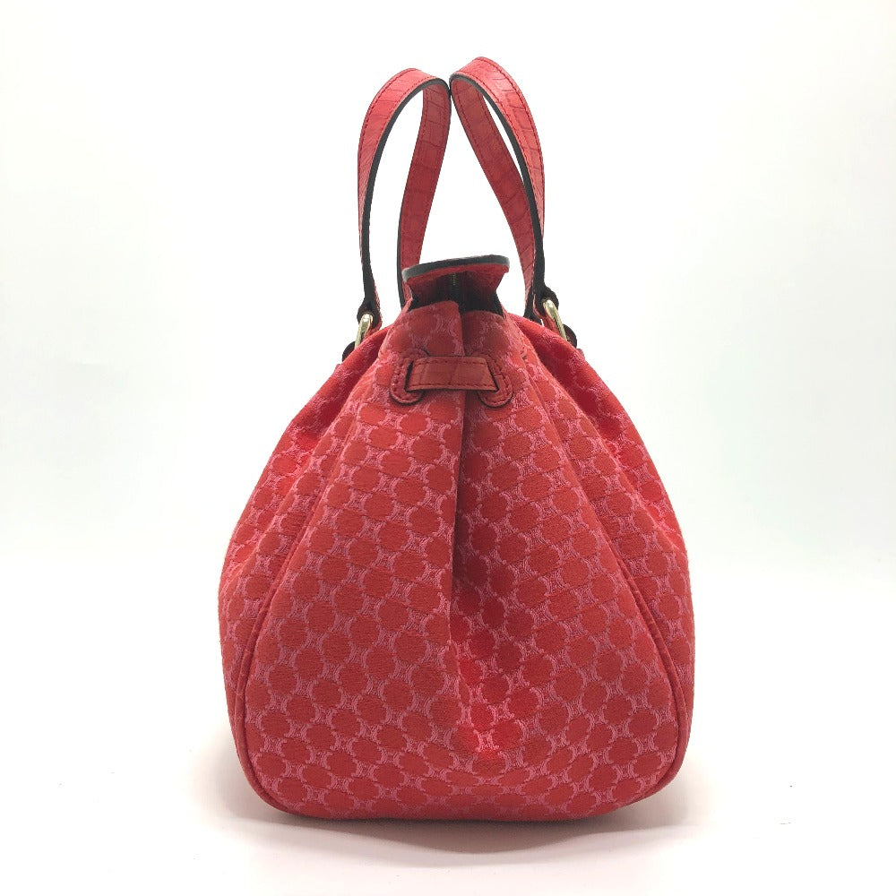 CELINE Handbag Canvas / leather Red type Macadam Women Used Authentic