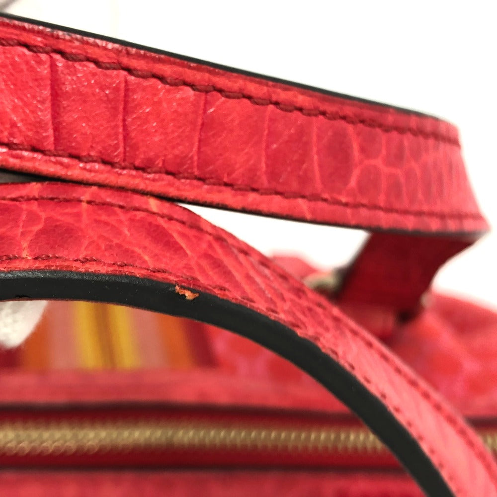CELINE Handbag Canvas / leather Red type Macadam Women Used Authentic