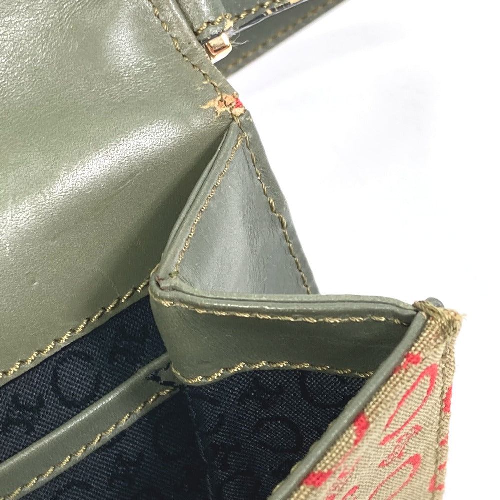 CELINE Accessory pouch Canvas / leather Red C Macadam Handbag Women Used Authentic