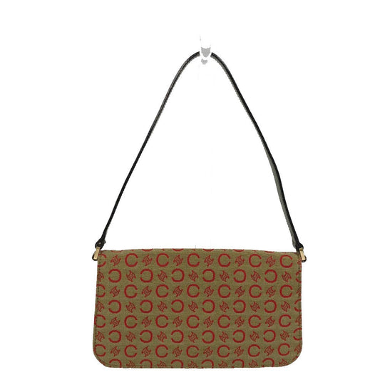CELINE Accessory pouch Canvas / leather Red C Macadam Handbag Women Used Authentic