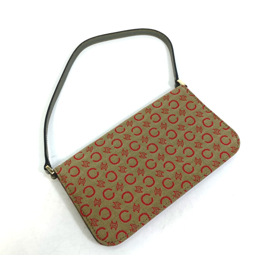 CELINE Accessory pouch Canvas / leather Red C Macadam Handbag Women Used Authentic