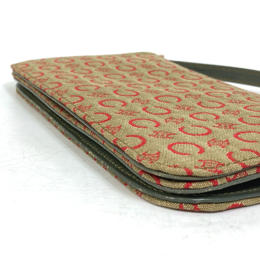CELINE Accessory pouch Canvas / leather Red C Macadam Handbag Women Used Authentic