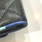 CHANEL Trifold wallet lambskin black CC COCO Mark Small flap Women Used Authentic