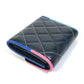 CHANEL Trifold wallet lambskin black CC COCO Mark Small flap Women Used Authentic